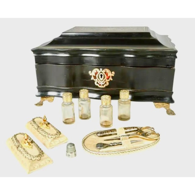 19th Century French Boulle Sewing Scent Necessaire Box For Sale In Tampa - Image 6 of 12