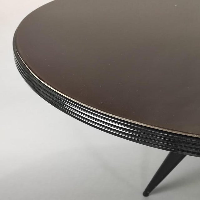 Wood Black Table with Oval Glass Top, 1950s For Sale - Image 7 of 8