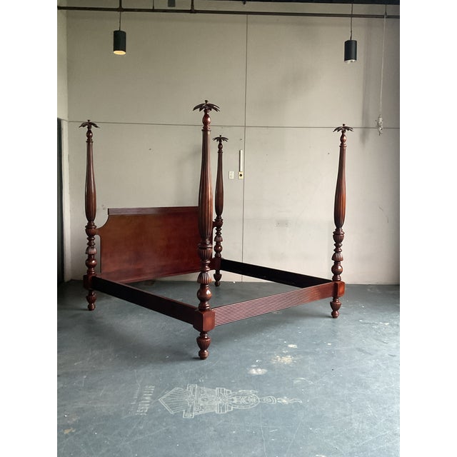 Wood Vintage Regency Rice Poster King Size Bed For Sale - Image 7 of 7