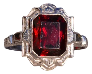 The Trinity River: Antique Art Deco Garnet Ring in White Gold