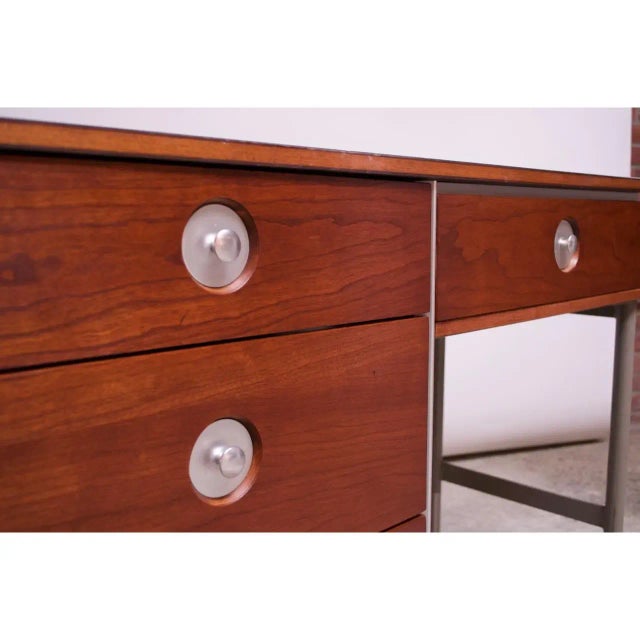 Brown Raymond Loewy for Hill-Rom Single Pedestal Student Desk For Sale - Image 8 of 13