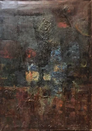 Stefan Alexander, Large Oil Painting Abstract Israeli Mid Century Modernist, c.1950s