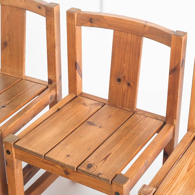 Brown Vintage Dining Chairs and Bench in Pine from Sotka Oy, Finland, 1970s, Set of 5 For Sale - Image 8 of 16