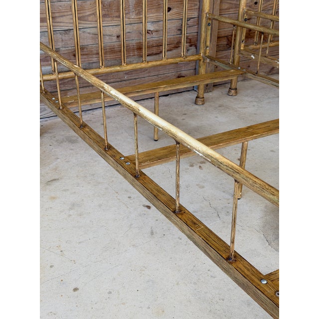 Maitland - Smith Pair of Vintage Faux Bamboo Metal Twin Four-Poster Canopy Beds For Sale - Image 4 of 12