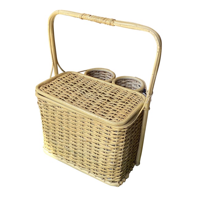 Wicker Picnic Basket With Wine Holders Chairish