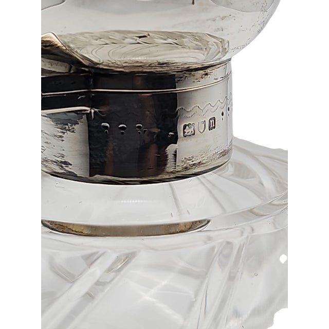 Birmingham England Sterling Silver & Cut Crystal Perfume Bottle For Sale - Image 4 of 12
