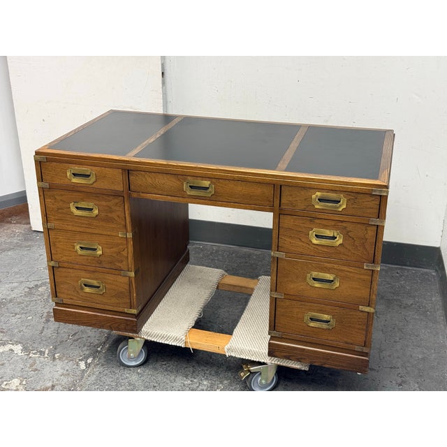 Circa 1970's Sligh Furniture Campaign Desk For Sale - Image 11 of 12