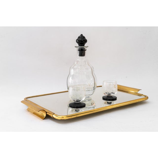Art Deco Brass Serving Plate with Mirror, 1920s For Sale - Image 9 of 14