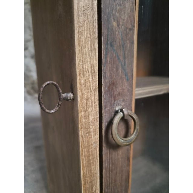 Antique French Wall Cabinet in Pine and Oak with Glass Door, 1850s For Sale - Image 4 of 18