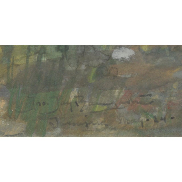 Art Nouveau Lady by the Pond, 1920's Art Nouveau Nude Figurative Landscape by John Jay Baumgartner For Sale - Image 3 of 10