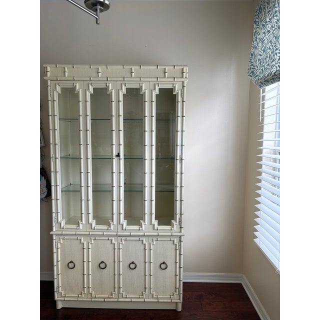 Drexel 1970’s Bamboo Look China Cabinet For Sale - Image 11 of 17
