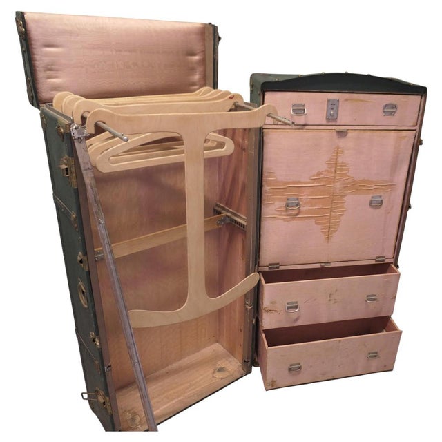 Textile French Fitted Steamer Trunk, 1900 For Sale - Image 7 of 7