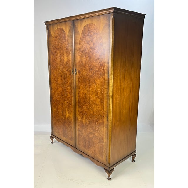 Vintage English Burl Walnut Armoire by Hunters of Derby For Sale - Image 9 of 14