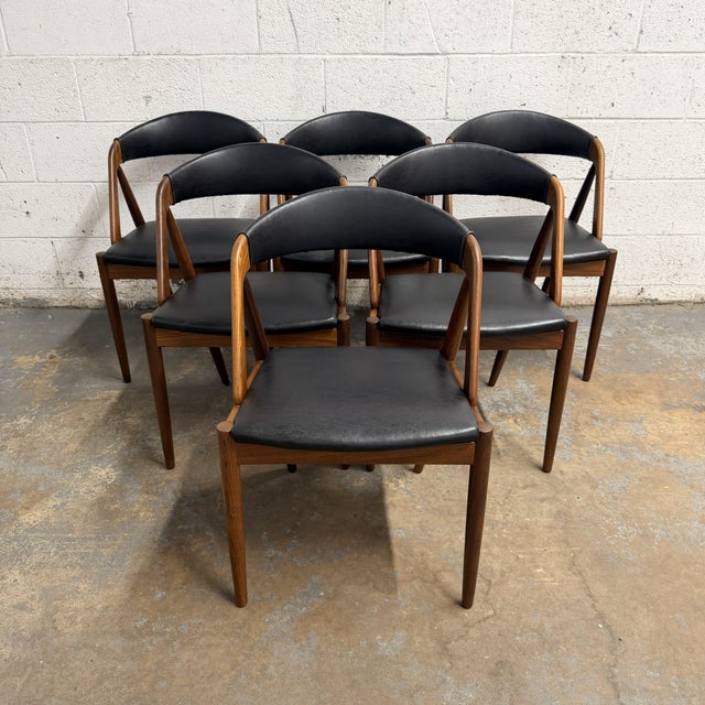 Kai Kristiansen Set of 6 Kai Kristiansen Attributed Model 31 Danish Modern Teak Dining Chairs, Schou Andersen 1960's For Sale - Image 4 of 14