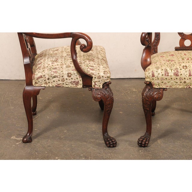 Pair of Ornate Early 20th C. English Armchairs For Sale - Image 11 of 13