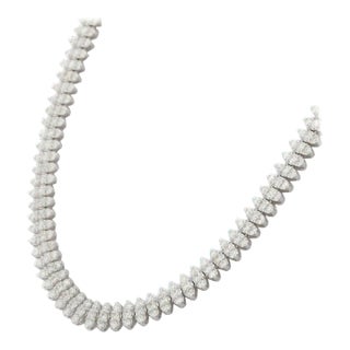 Estate 8.27 CTW Radiant Diamond Necklace in 18k White Gold for Women For Sale