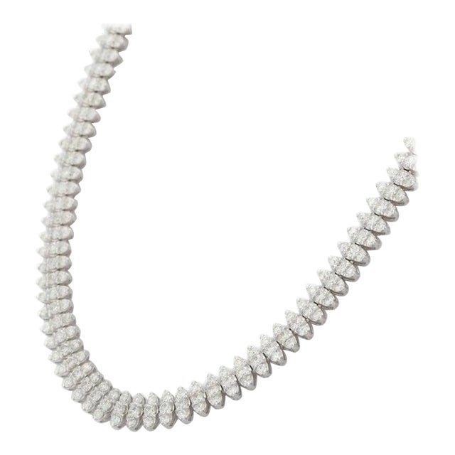 Estate 8.27 CTW Radiant Diamond Necklace in 18k White Gold for Women For Sale