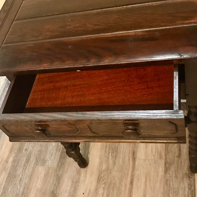 Antique 1800s English Bobbin Leg Oak Accent/Side Table For Sale - Image 9 of 12