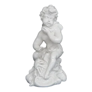Porcelain White Cherub Wearing a Scarf Sculpture Figurine Made in Italy