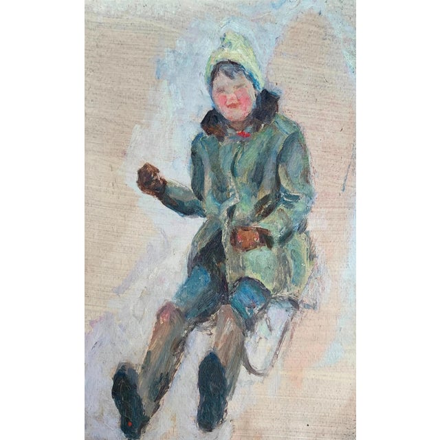 Children Portraits Oil Painting Original Ukrainian Artist Sokolovsky G. 1960s For Sale