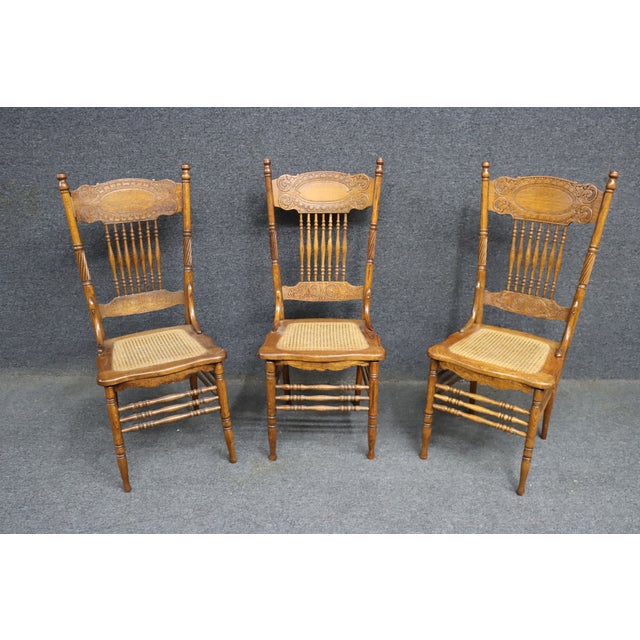 Brown Set of 4 Larkin No. 1 Press Back Quarter Sawn Oak Side Chairs For Sale - Image 8 of 15