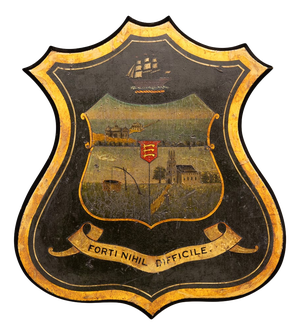 Antique English Hand-Painted Essex Armorial Shield, 19th Century