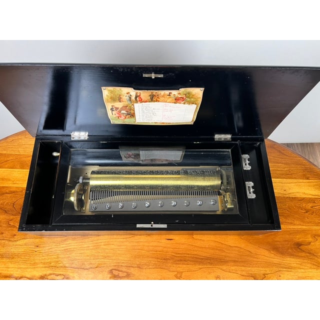 Wood Antique Swiss 12 Tune Music Box C. Late 19th Century For Sale - Image 7 of 12