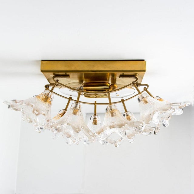 Large Brass and Gold Murano Glass Wall Lights attributed to Paolo Venini for VeArt, 1969, Set of 2 For Sale - Image 13 of 18