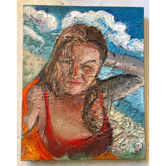 “Beach Day”, Figurative Oil Painting, Portrait of a Girl, Coastal Art For Sale - Image 4 of 8