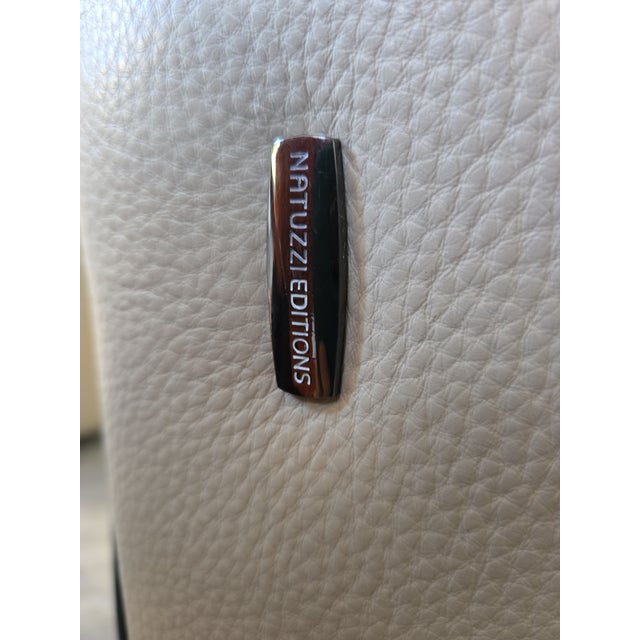 2010s ​✨ Natuzzi Editions Modb810 Swivel Chairs (Pair) - Beige Italian Leather For Sale - Image 5 of 6