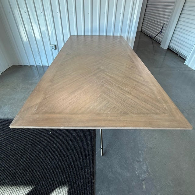 2020s Gabby "Davenport" Cerused Mindi Wood Dining Table on Iron Faux Bamboo Base For Sale - Image 5 of 11