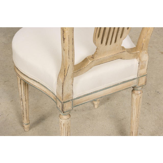 Antique French Louis XVI Style Lyre Back Painted Dining Chairs - Set of 6 For Sale - Image 16 of 18