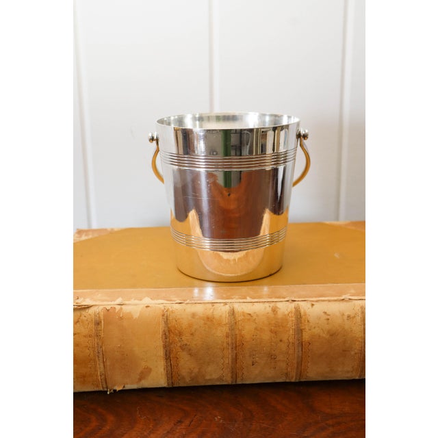 French French Silverplate Ice Bucket With Strainer ( For Sale - Image 3 of 4