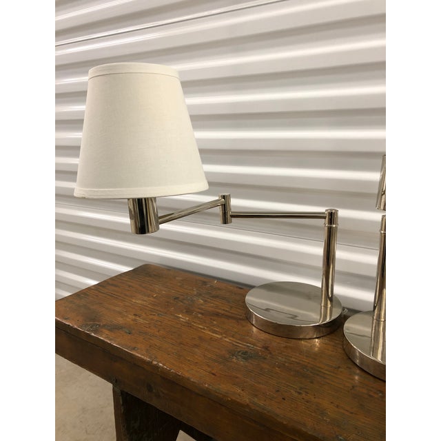 Ralph Lauren Chrome Swing Arm Lamps a Pair Chairish