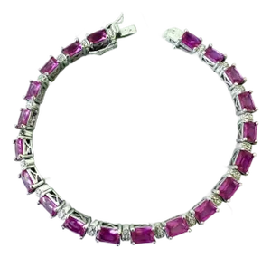 Vivid Pink Tourmaline Sterling Silver Tennis Bracelet