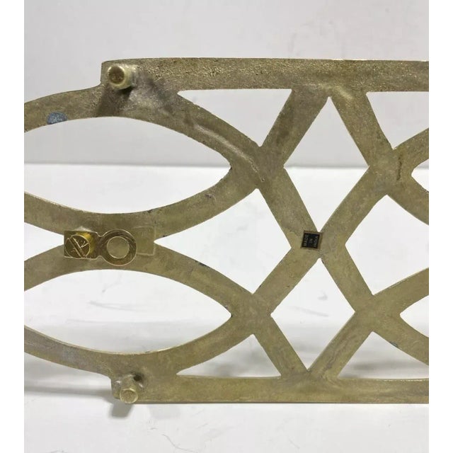 Hollywood Regency Vintage Hollywood Regency Brass Geometric Wall Sconces – Pierced Brass Candle Holders (Pair) For Sale - Image 3 of 9