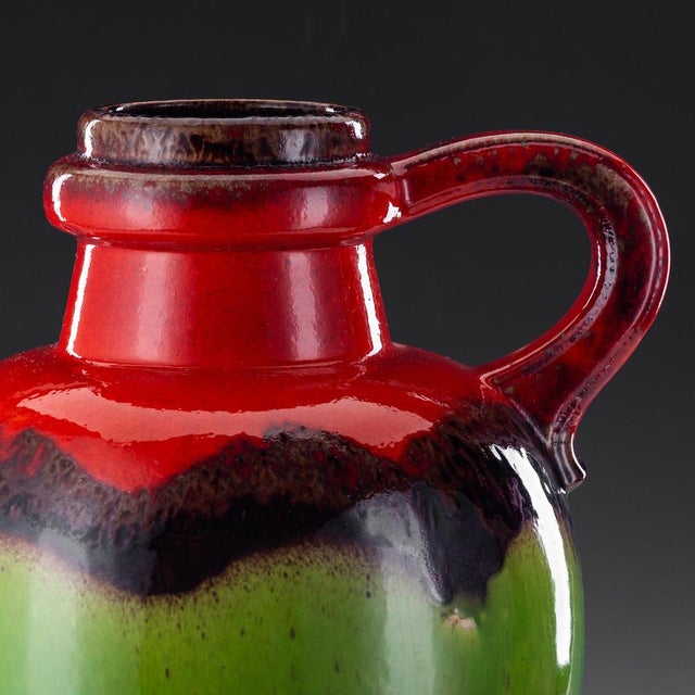 Ceramic Vintage Flower Power Ceramic Floor Vase in typical 1970s Colors Model 486-38 by Scheurich West Germany, 1970s For Sale - Image 7 of 11