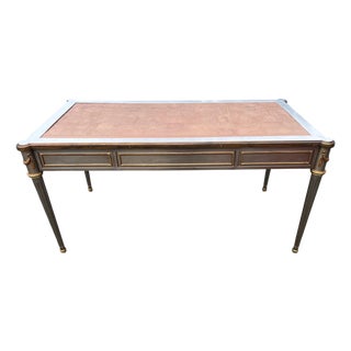 Mid 20th Century Attributed to John Vesey Stainless Steel & Bronze Neoclassical Desk For Sale
