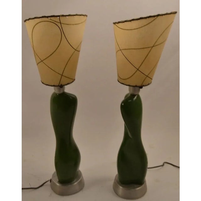 1940s Russel Wright Ceramic Nude Form on Spun Aluminum Base - a Pair For Sale - Image 5 of 11