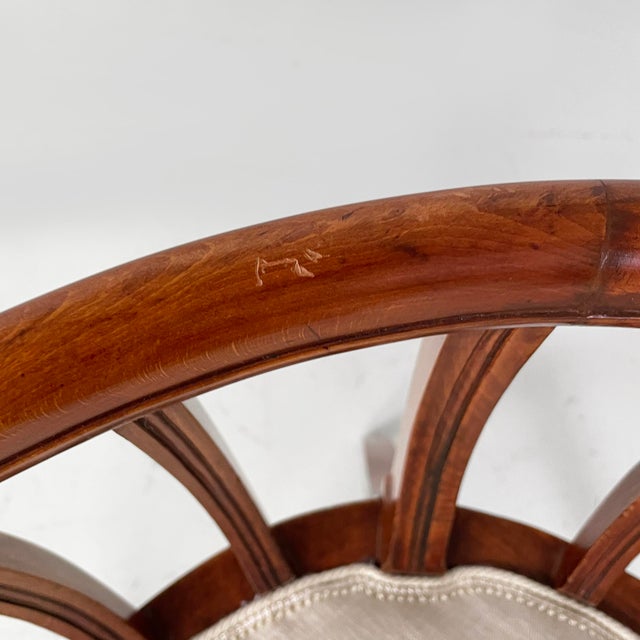 Brown Art Deco Italian Tub Chairs in Wood and White Fabric, 1930s, Set of 2 For Sale - Image 8 of 18