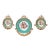 Set of 3 Baroque Ceramic Turquoise Wall Art Pieces With Ornate Gold Frames & Floral Artwork For Sale