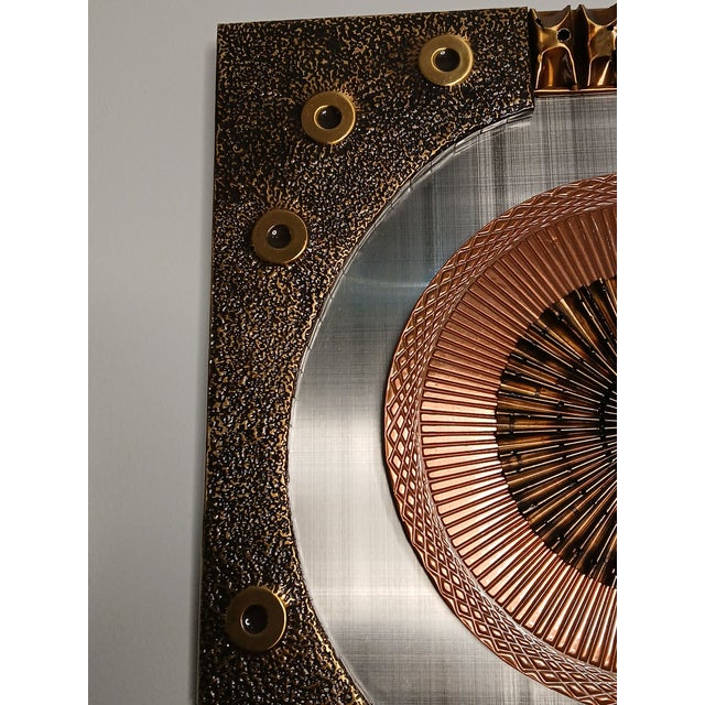 Brutalist 1970's Brutalist Mixed Metal High Relief Wall Decor. By Stephen Chun For Sale - Image 3 of 15