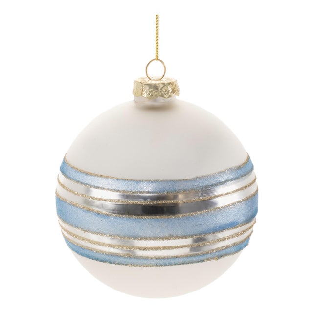 Striped Glass Ball Ornament (Set of 6) For Sale