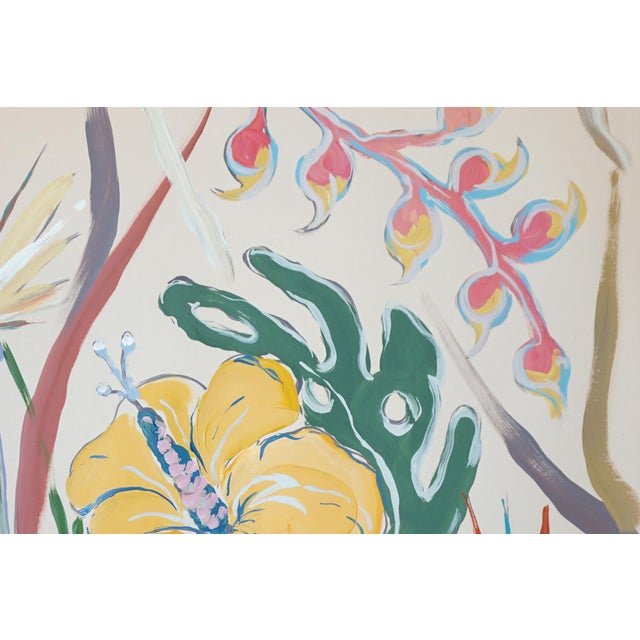 Paper 2026, Illustration Style Diptych of Tropical Hibiscus Garden, Botanical Painting on Paper by Romina Milano For Sale - Image 7 of 10