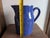Blue Vintage Digoin Grespots #2 Blue Stoneware Farmhouse Pitcher 6.75" Tall Vintage ~ Made in France For Sale - Image 8 of 12