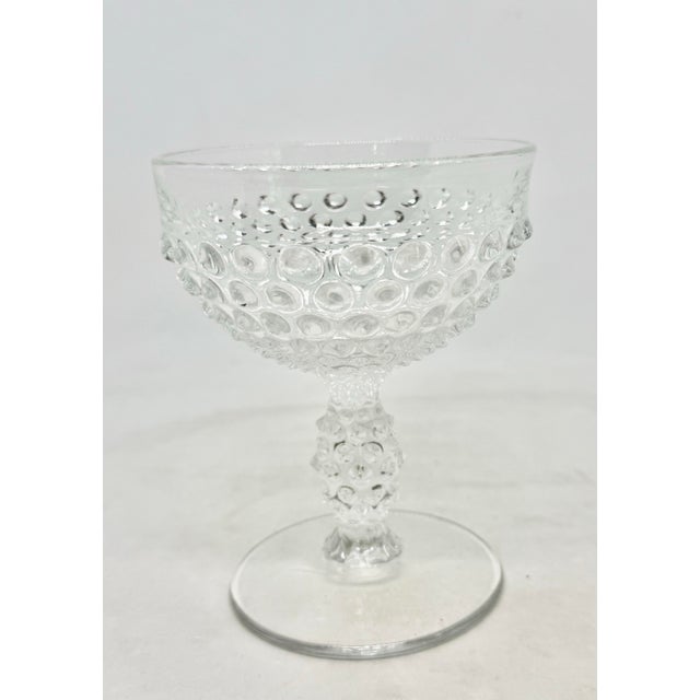 1930’s Duncan & Miller Hobnail Clear Pressed Glass 4 5/8” Champagne Tall Sherbet For Sale - Image 4 of 11