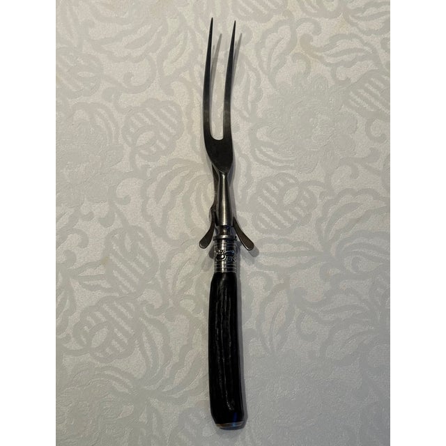 1920s Staghorn and Sterling Silver Carving Set- 3 Pieces For Sale - Image 10 of 17