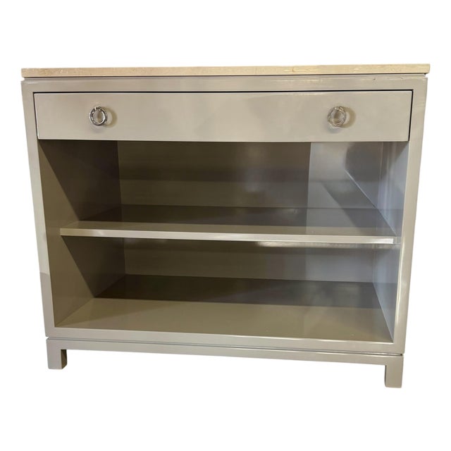 1 of 2 Nancy Corzine Lacquered Marble Top Nightstand For Sale