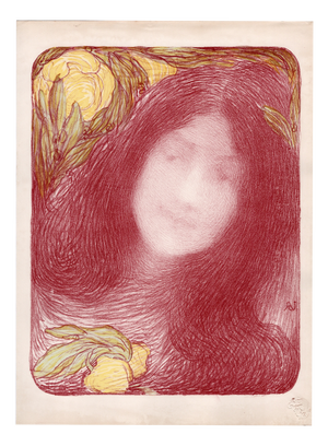 Edmond Aman-Jean, Sous les Fleurs, 1898, Lithograph on Paper