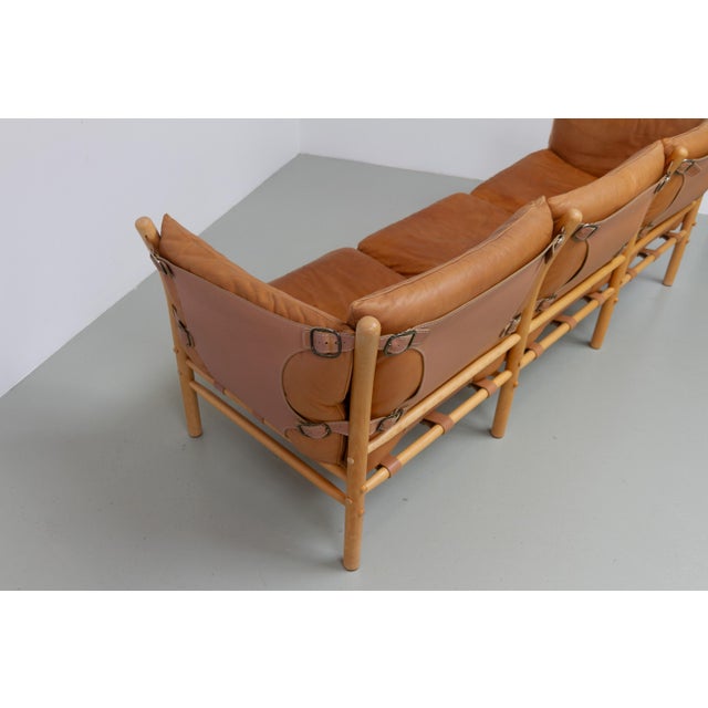 Three-Seater Ilona Safari Sofa in Leather by Arne Norell, Sweden, 1970s For Sale - Image 13 of 18